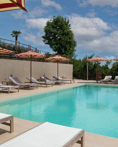 Casa Gallo - Roero - Langhe, Piemonte: Water, Sky, Cloud, Property, Swimming Pool, Plant, Flag, Tree, Shade, Outdoor Furniture