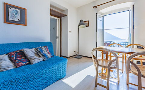 A Due Passi da Camogli, Seaview with Terrace, Wifi: Furniture, Property, Table, Picture Frame, Blue, Azure, Wood, Comfort, Interior Design