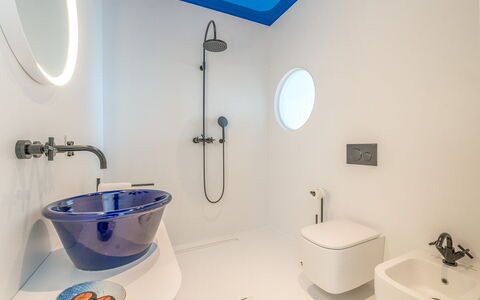 Villa Clementina: Plumbing Fixture, Property, Tap, White, Bathroom, Bathroom Sink, Blue, Purple, Interior Design, Building