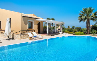 Villa Cornino - Custonaci, Sicilia: Water, Sky, Property, Plant, Swimming Pool, Azure, Building, Tree, Shade, Leisure