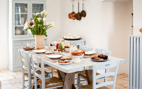 Masseria Lamacerase: Table, Food, Furniture, Tableware, Window, Orange, Plant, Wood, Chair, Interior Design