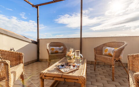 Altomare Apartment: Sky, Cloud, Furniture, Table, Property, Chair, Azure, Wood, Outdoor Furniture, Shade