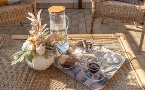 Altomare Apartment: Food, Tableware, Table, Furniture, Dishware, Drinkware, Serveware, Interior Design, Plate, Cup