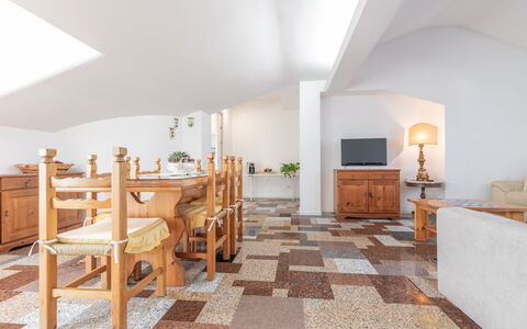 Altomare Apartment: Furniture, Cabinetry, Table, Wood, Interior Design, Kitchen, Drawer, Wood Stain, Floor, Flooring