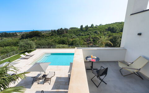 Villa Decoro - Mascali, Sicilia: Sky, Furniture, Building, Table, Plant, Chair, Swimming Pool, Water, Outdoor Furniture, Shade