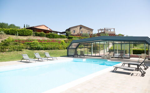 Villa Trivigno: Swimming Pool, Garden, Resort, Landscaping, Shade, Awning, Estate, Eco Hotel, Villa, Houseplant