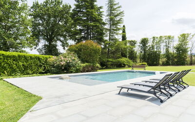 Casa del Marchese, Pool, Wifi, Castell' Arquato: Plant, Sky, Swimming Pool, Water, Tree, Outdoor Furniture, Shade, Rectangle, Grass, Couch