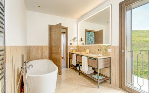 Villa Agata - Sea View | By Rocco Forte Villas: Bathtub, Plant, Building, Mirror, Wood, Interior Design, Flooring, Floor, Bathroom