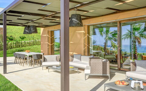 Villa Agata - Sea View | By Rocco Forte Villas: Table, Furniture, Plant, Property, Chair, Shade, Building, Outdoor Furniture, Interior Design, Architecture