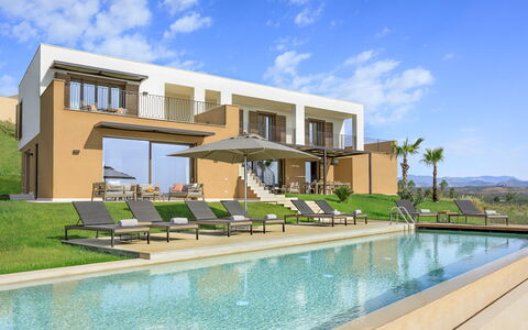 Villa Topazio - Sea View | By Rocco Forte Villas: Sky, Water, Cloud, Plant, Window, Swimming Pool, Building, Shade, Tree, Outdoor Furniture