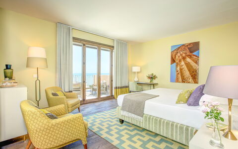 Villa Topazio - Sea View | By Rocco Forte Villas: Furniture, Property, Azure, Comfort, Interior Design, Textile, Wood, Chair, Lamp, Yellow