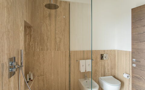 Villa Topazio - Sea View | By Rocco Forte Villas: Brown, Property, White, Black, Building, Bathroom, Wood, Interior Design, Plumbing Fixture