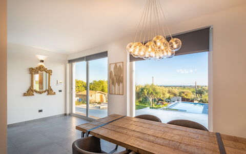 Eremita Villa Sicily: Table, Furniture, Property, Plant, Building, Azure, Wood, Interior Design, Shade, Lighting