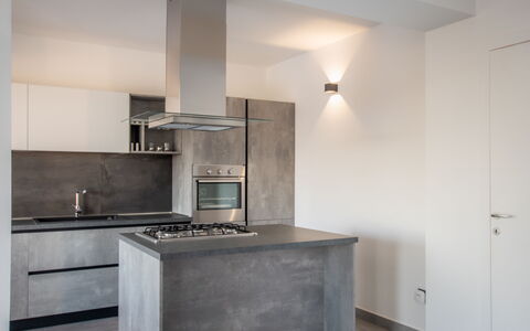 Eremita Villa Sicily: Property, Cabinetry, Sink, Countertop, Kitchen Sink, Building, Wood, Tap, Kitchen Stove, Interior Design
