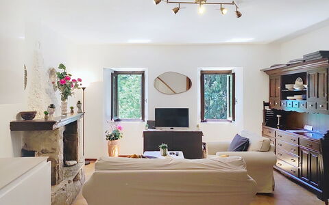 Casa sul Torrente: Furniture, Interior Design, Wall, Flooring, Light Fixture, Room, Ceiling, Wood, Floor, Living Room