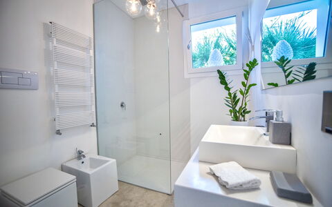 Terrasini Luxury Villa: Plant, Property, Plumbing Fixture, Bathroom, Tap, Lighting, Sink, Interior Design, Architecture, Building