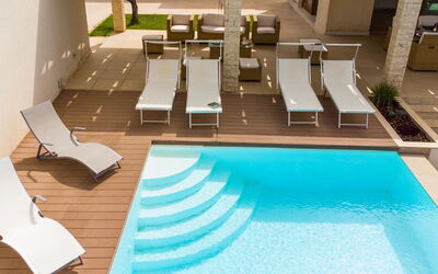 Villa Terrenove: Water, Property, Building, Swimming Pool, Outdoor Furniture, Rectangle, Wood, Leisure, Flooring, Plant