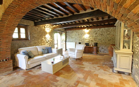 Villa L'antico Casale: Couch, Wood, Interior Design, Floor, Living Room, Studio Couch, Picture Frame, Flooring, Building, Real Estate