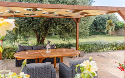 Cyca Holiday Home: Plant, Flower, Table, Property, Furniture, Botany, Outdoor Table, Shade, Outdoor Furniture, Yellow