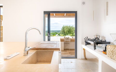 Villa La Selva: Tap, Furniture, Plumbing Fixture, Sink, Countertop, Wood, Kitchen, Flooring, Floor