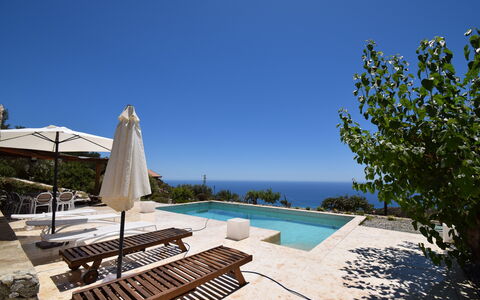 Villa Roccella Ionica, Sea View, a c: Sky, Property, Water, Plant, Azure, Outdoor Furniture, Shade, Real Estate, Building, Leisure