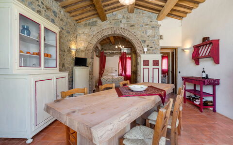 Le Fonti Apartments With Ac Near Siena: Picture Frame, Furniture, Property, Table, Wood, Interior Design, Architecture, Decoration, Floor, Hall