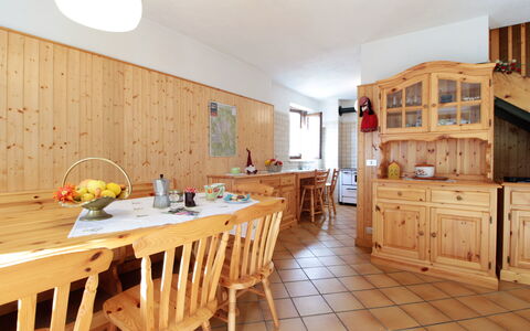 Baita a Pieve Tesino Mountain And Lake: Cabinetry, Property, Furniture, Table, Kitchen, Wood, Interior Design, Building, Wood Stain, Drawer