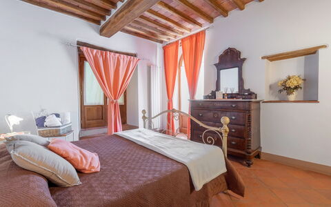 Chiara House In Galenda, Chianti, Pool And Nature: Property, Building, Cabinetry, Comfort, Wood, Window, Interior Design, Bed, Floor, Drawer