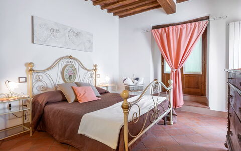 Chiara House In Galenda, Chianti, Pool And Nature: Building, Furniture, Property, Comfort, Window, Wood, House, Textile, Bed Frame, Interior Design