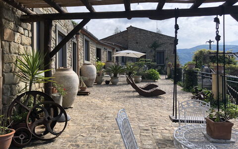 San Noto House With Pool Ac Wifi: Plant, Flowerpot, Sky, Building, Houseplant, Shade, House, Wood, Landscape, Real Estate