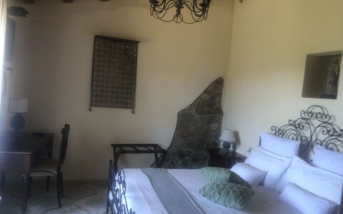 San Noto House With Pool Ac Wifi: Furniture, Flooring, Floor, Interior Design, Bedroom, Room, Bed, Chair, Lamp, Bedding