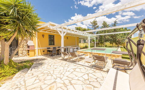 Villetta Estiva With Private Pool Gallipoli: Sky, Cloud, Building, Plant, Swimming Pool, House, Outdoor Furniture, Tree, Chair, Shade