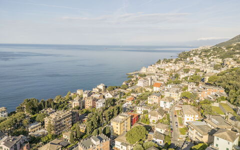 Pieve Ligure Seaside View, Wifi: Body Of Water, Residential Area, Building, City, Coast, Coastal And Oceanic Landforms, Sea, Neighbourhood, Bird'S-Eye View, Horizon
