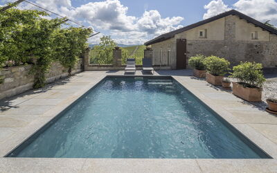 Arpusè - Cà Renato with Pool and Terrace: Swimming Pool, Composite Material, Water Feature, Flagstone, Tile