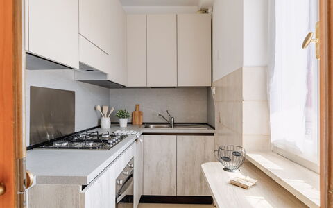 Loreto Suite Apartment: Cabinetry, Countertop, Property, Kitchen, Kitchen Stove, Kitchen Appliance, Home Appliance, Interior Design, Wood, Sink