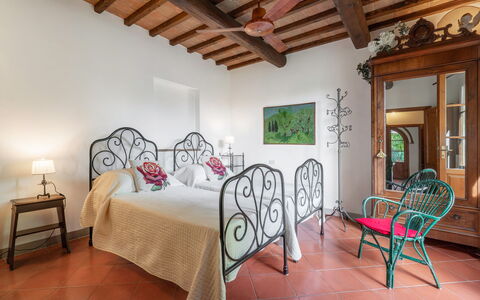 La Tesa Country House With Pool S. Gimignano: Furniture, Building, Comfort, Interior Design, Lighting, Plant, Wood, House, Bed Frame, Floor