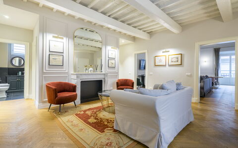 Albizi Penthouse Luxury Apartment In Florence By P: Picture Frame, Property, Furniture, Comfort, Wood, Interior Design, Building, Flooring, Floor, Wall