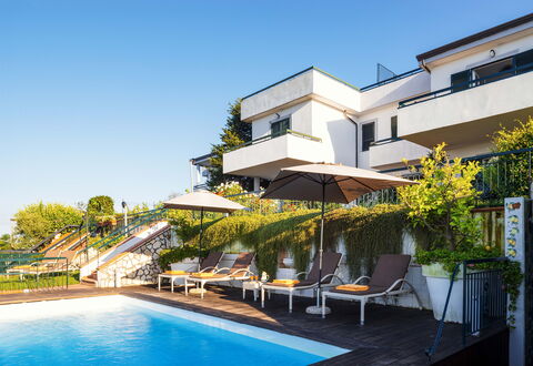 Villa Golfo Di Napoli With Private Pool: Water, Plant, Sky, Property, Building, Swimming Pool, Window, Chair, Outdoor Furniture, Umbrella