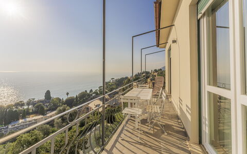 Breath-taking Portofino Promontory Seaview: Balcony, Apartment, Sea, Ocean, Coast, Fence, Handrail, Porch, Eco Hotel, Resort