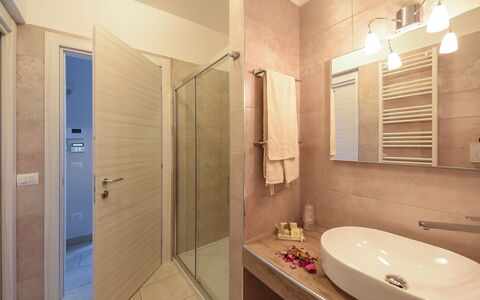 Villa Adriatica Near Ostuni Puglia: Mirror, Tap, Sink, Plumbing Fixture, Property, Bathroom Sink, Bathroom, Interior Design, Architecture
