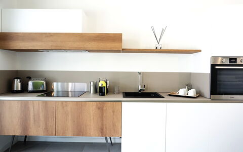 Apartments In Villa Selva, Locorotondo, Puglia: Cabinetry, Property, Furniture, Countertop, Kitchen, Home Appliance, Building, Kitchen Sink, Tap, Wood