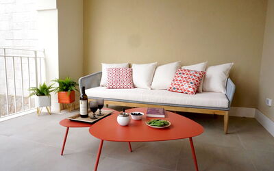 Apartment Selva 2: Table, Furniture, Couch, Plant, Comfort, Wood, Rectangle, Pillow, Interior Design, Living Room