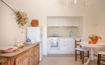 Country Trullo Verde, Wifi, Alberobello: Cabinetry, Furniture, Property, Countertop, Drawer, Orange, Interior Design, Wood, Sink, Building