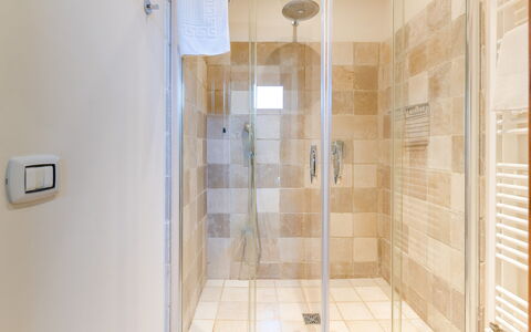 Masseria Ceratonia: Flooring, Floor, Interior Design, Bathroom, Plumbing Fixture, Shower Door, Tile, Shower, Plumbing, Room
