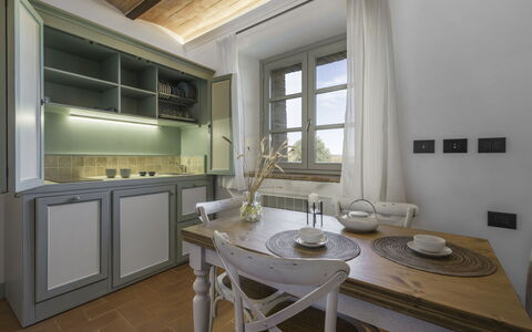 La Piazzetta, Borgo Campassini, Monteriggioni: Interior Design, Kitchen, Furniture, Ceiling, Flooring, Countertop, Cabinetry, Room, Home, Lighting