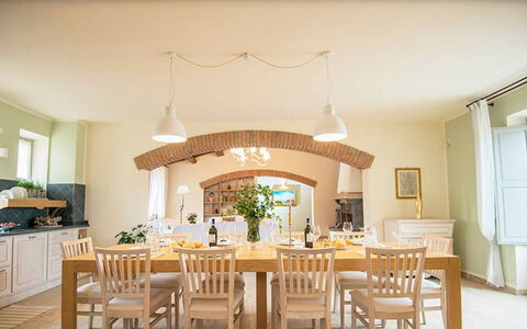 Villa Rufeno: Furniture, Interior Design, Chair, Table, Flooring, Dining Room, Wood, Kitchen & Dining Room Table, Ceiling, Lighting