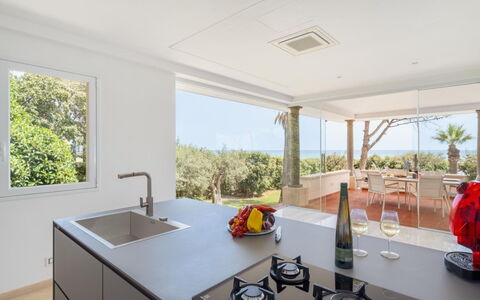 Villa delle Palme: Kitchen, Countertop, Interior Design, Flooring, Kitchen Appliance, Furniture, Home, Floor, Ceiling, Architecture