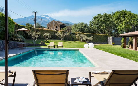 Villa Etna: Swimming Pool, Outdoor Furniture, Resort, Leisure, Shade, Eco Hotel, Umbrella, Garden, Landscaping, Chair