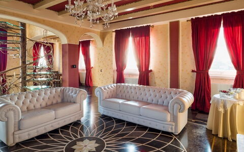 Villa del Drago: Furniture, Interior Design, Flooring, Couch, Floor, Living Room, Ceiling, Lighting, Room