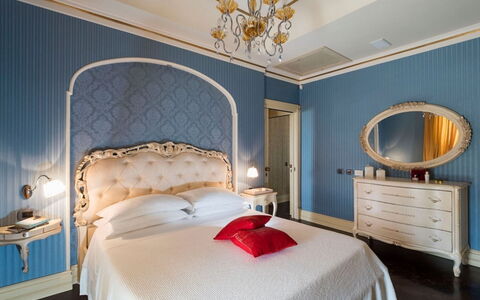 Villa del Drago: Bedroom, Bed, Furniture, Interior Design, Bed Sheet, Bedding, Ceiling, Textile, Linens, Room